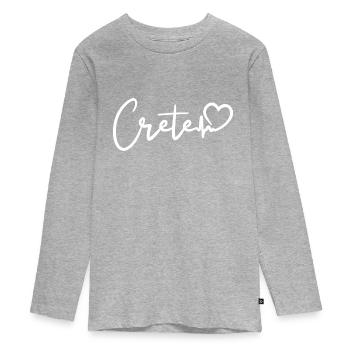 Crete Herzschlag Insel Kreta - Teenager Premium Bio Langarmshirt - Grau meliert - Vorne
