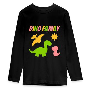 Dino family (Dinosaurier, Sonne) - Teenager Premium Bio Langarmshirt - Schwarz - Vorne - AI Model Kid Female (0cm)