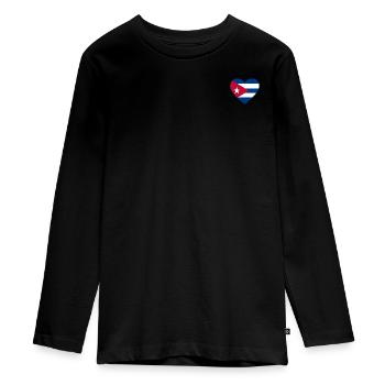 Cœur de drapeau de Cuba - T-shirt manches longues Premium Ado - noir - Devant - AI Model Kid Female (0cm)