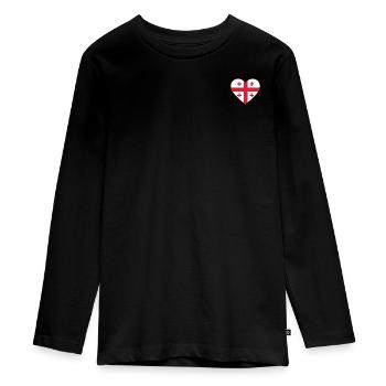 Cœur de drapeau de la Géorgie - T-shirt manches longues Premium Ado - noir - Devant - AI Model Kid Female (0cm)