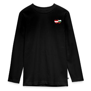 Austria Bulgaria Flag Heart - Teenager Premium Organic Long Sleeve Shirt - black - Front - AI Model Kid Female (0cm)