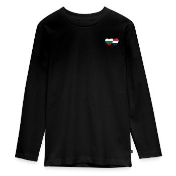 Bulgaria Holland Flag Heart - Teenager Premium Organic Long Sleeve Shirt - black - Front - AI Model Kid Female (0cm)