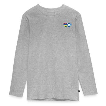 Mauritius Scotland Flag Heart - Teenager Premium Organic Long Sleeve Shirt - heather grey - Front