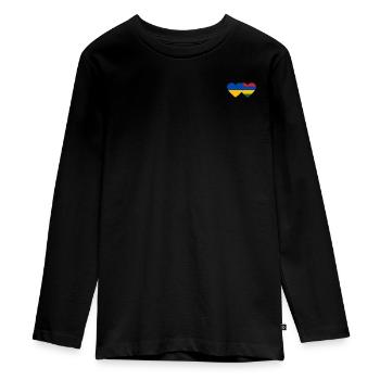 Ukraine Mauritius Flag Heart - Teenager Premium Organic Long Sleeve Shirt - black - Front - AI Model Kid Female (0cm)