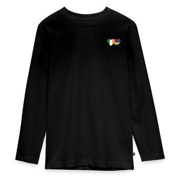 Ireland Mauritius Flag Heart - Teenager Premium Organic Long Sleeve Shirt - black - Front - AI Model Kid Female (0cm)