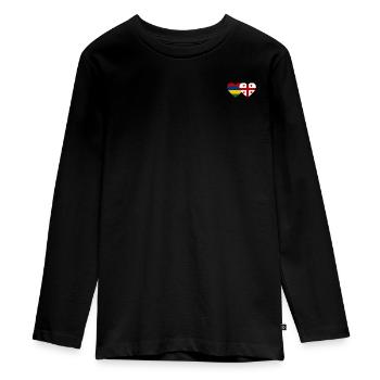 Mauritius Georgia Flag Heart - Teenager Premium Organic Long Sleeve Shirt - black - Front - AI Model Kid Female (0cm)
