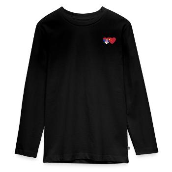Serbia China Heart Flag - Teenager Premium Organic Long Sleeve Shirt - black - Front - AI Model Kid Female (0cm)