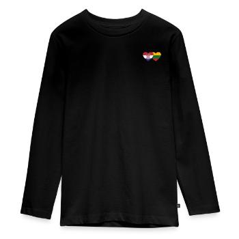 Croatia Lithuania Flag Heart - Teenager Premium Organic Long Sleeve Shirt - black - Front - AI Model Kid Female (0cm)