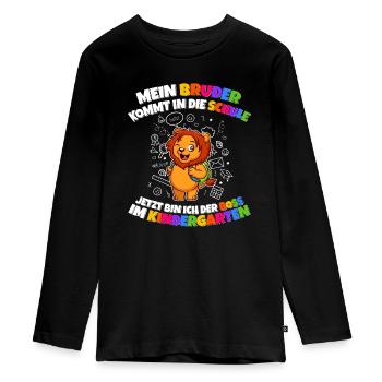 Mein Bruder Schule Boss Im Kindergarten Abschluss - Teenager Premium Bio Langarmshirt - Schwarz - Vorne - AI Model Kid Female (0cm)