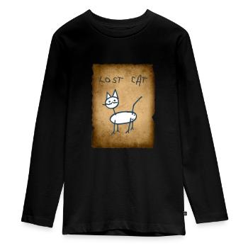 Lost Cat - T-shirt manches longues Premium Ado - noir - Devant - AI Model Kid Female (0cm)