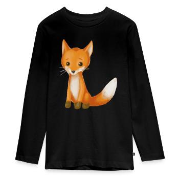 Baby Fuchs Geschenkidee Illustration - Teenager Premium Bio Langarmshirt - Schwarz - Vorne - AI Model Kid Female (0cm)