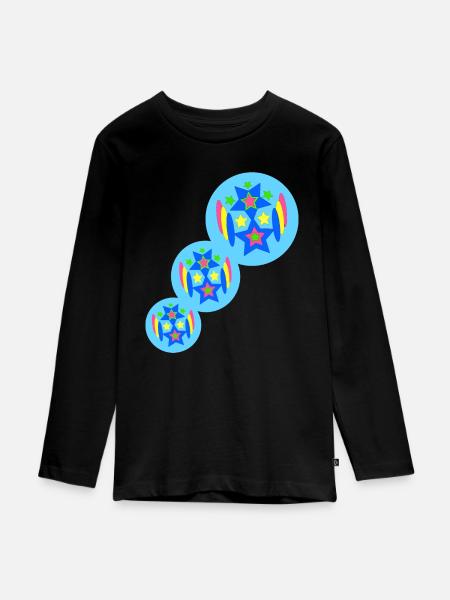 graphic art stern bunt - Teenager Premium Bio Langarmshirt - Schwarz