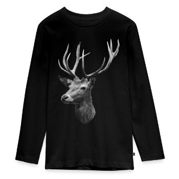 Tête de cerf - T-shirt manches longues Premium Ado - noir - Devant - AI Model Kid Female (0cm)