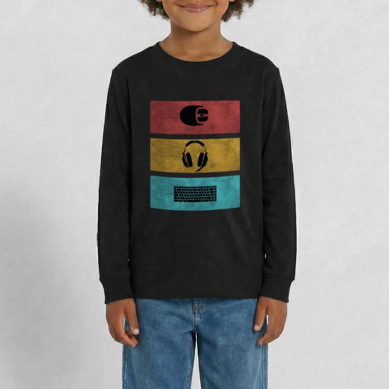 Basic Gamer Setup Programer Headset Mouse Keyboard Teenager Premium Organic Long Sleeve Shirt