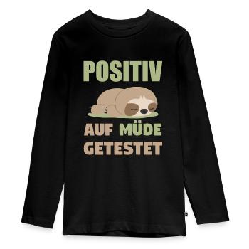 Positiv auf Müde Getestet Faultier - Teenager Premium Bio Langarmshirt - Schwarz - Vorne - AI Model Kid Female (0cm)