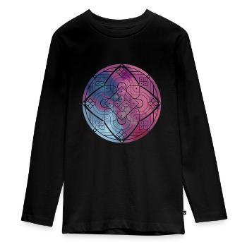 Mandala - Teenager Premium Organic Long Sleeve Shirt - black - Front - AI Model Kid Female (0cm)