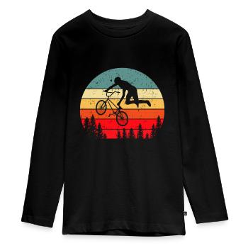 BMX Stunt Dirt Bike Retro Vintage Freestyle - Teenager Premium Bio Langarmshirt - Schwarz - Vorne - AI Model Kid Female (0cm)