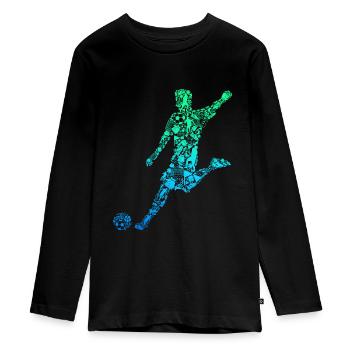 Fußball Fußballer Kinder Jungen Herren - Teenager Premium Bio Langarmshirt - Schwarz - Vorne - AI Model Kid Female (0cm)