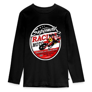 Supermoto - Supermotard - Teenager Premium Bio Langarmshirt - Schwarz - Vorne - AI Model Kid Female (0cm)