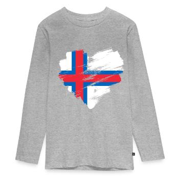 Färöer Inseln - Teenager Premium Bio Langarmshirt - Grau meliert - Vorne