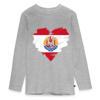 Französisch-Polynesien - Teenager Premium Bio Langarmshirt - Grau meliert - Vorne