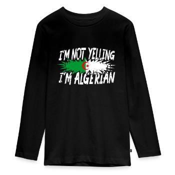 I ́m not yelling I ́m Algerian - Teenager Premium Organic Long Sleeve Shirt - black - Front - AI Model Kid Female (0cm)