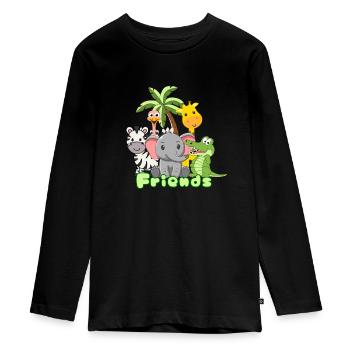 Friends - Teenager Premium Bio Langarmshirt - Schwarz - Vorne - AI Model Kid Female (0cm)