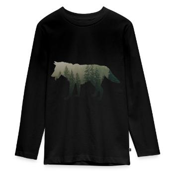 Loup de glace - T-shirt manches longues Premium Ado - noir - Devant - AI Model Kid Female (0cm)