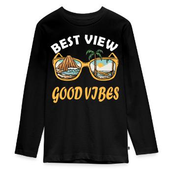 Best View Good Vibes Sunglasses Island View - Teenager Premium Organic Long Sleeve Shirt - black - Front - AI Model Kid Female (0cm)