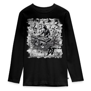 DJ - Teenager Premium Bio Langarmshirt - Schwarz - Vorne - AI Model Kid Female (0cm)