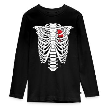 SQUELETTE - T-shirt manches longues Premium Ado - noir - Devant - AI Model Kid Female (0cm)