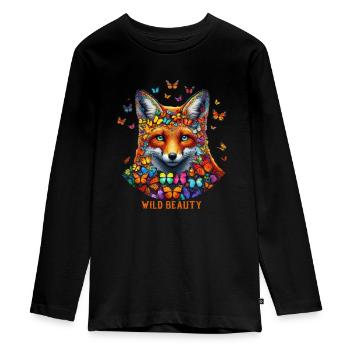 Fuchs & Flatter-Charme - Teenager Premium Bio Langarmshirt - Schwarz - Vorne - AI Model Kid Female (0cm)