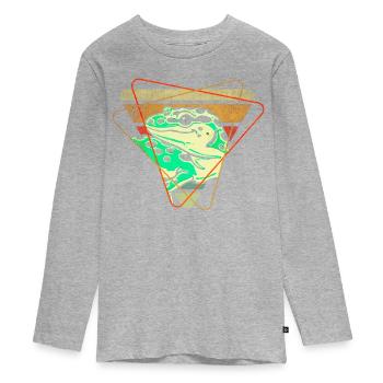Gecko - Teenager Premium Bio Langarmshirt - Grau meliert - Vorne