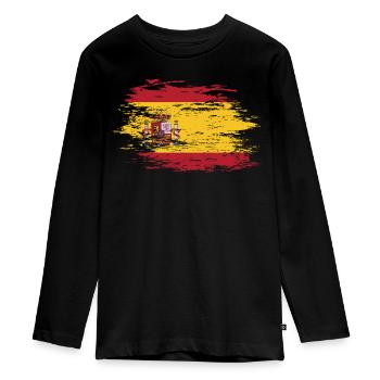 Drapeau de l’Espagne utilisé - T-shirt manches longues Premium Ado - noir - Devant - AI Model Kid Female (0cm)
