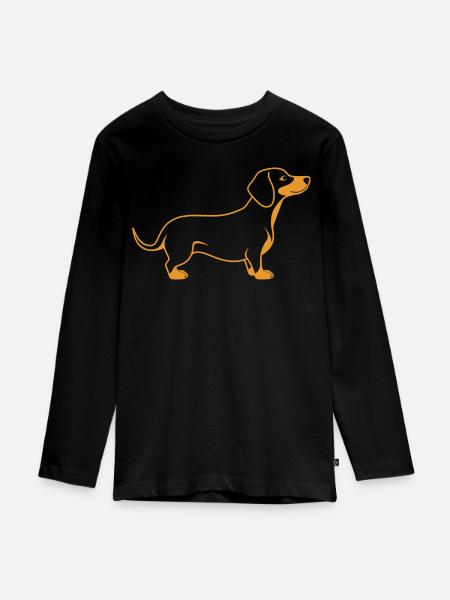 Dackel - Teenager Premium Bio Langarmshirt - Schwarz