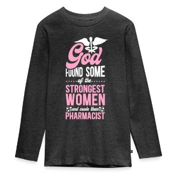Pharmacy Tech Technician - Teenager Premium Bio Langarmshirt - Anthrazit meliert - Vorne - AI Model Kid Female (0cm)