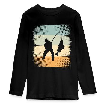 Angeln - Teenager Premium Bio Langarmshirt - Schwarz - Vorne - AI Model Kid Female (0cm)