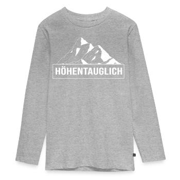 bergwandern alpin höhentauglich wanderzeit gipfel - Teenager Premium Bio Langarmshirt - Grau meliert - Vorne