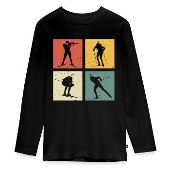 Retro Biathlon Bithlete - Teenager Premium Bio Langarmshirt - Schwarz - Vorne - AI Model Kid Female (0cm)