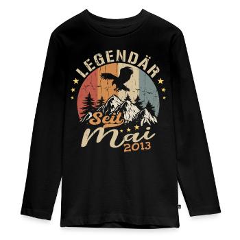 Mai 2013 Jahrgang geboren im Mai 2013 Jubiläum - Teenager Premium Bio Langarmshirt - Schwarz - Vorne - AI Model Kid Female (0cm)
