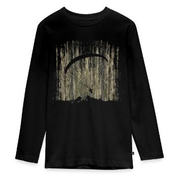 Paragliding Mountain Flying Pilot Parachute Aviation - Teenager Premium Organic Long Sleeve Shirt - black - Front - AI Model Kid Female (0cm)