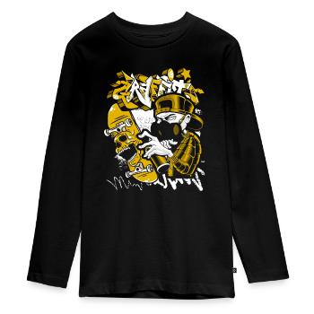 Street Art Train Hip Hop Cool - Teenager Premium Organic Long Sleeve Shirt - black - Front - AI Model Kid Female (0cm)