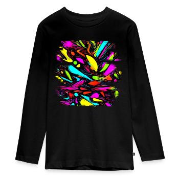 Neon Style 80s Retro Party Color Glow - Teenager Premium Bio Langarmshirt - Schwarz - Vorne - AI Model Kid Female (0cm)