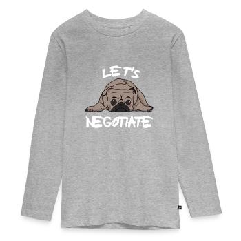Déclaration de négociation drôle de roquet - T-shirt manches longues Premium Ado - gris chiné - Devant