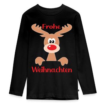 Rentier Advent - Teenager Premium Bio Langarmshirt - Schwarz - Vorne - AI Model Kid Female (0cm)