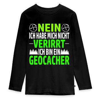 nein ich habe mich nicht verirrt ich bin geocacher - Teenager Premium Bio Langarmshirt - Schwarz - Vorne - AI Model Kid Female (0cm)
