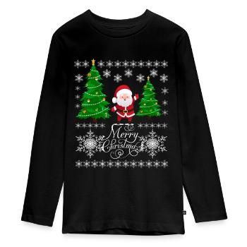 PÈRE NOËL - T-shirt manches longues Premium Ado - noir - Devant - AI Model Kid Female (0cm)
