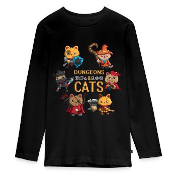 Katzenbesitzer Dungeons Cats Stubentiger Hauskatze - Teenager Premium Bio Langarmshirt - Schwarz - Vorne - AI Model Kid Female (0cm)