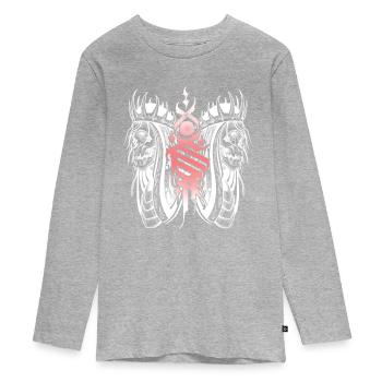 Gothique skull négatif style art - T-shirt manches longues Premium Ado - gris chiné - Devant