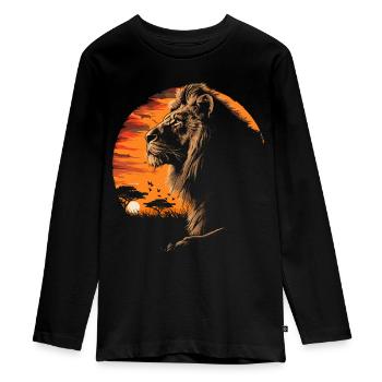 Lion Wildcat - Teenager Premium Organic Long Sleeve Shirt - black - Front - AI Model Kid Female (0cm)